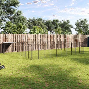 vidaXL Hondenkennel 25,41 m² staal zwart, Verzenden, Nieuw