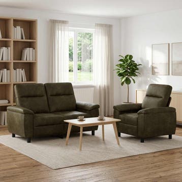 vidaXL bank / zetelstel 2 pcs Leger Groen Kunst Suède Leer, Verzenden