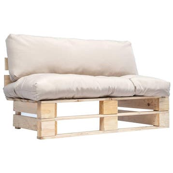 vidaXL Tuinbank pallet met zandkleurige kussens grenenhout, Verzenden