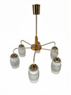 Lampe à suspendre - Bois, Verre, Laiton, Antiquités & Art
