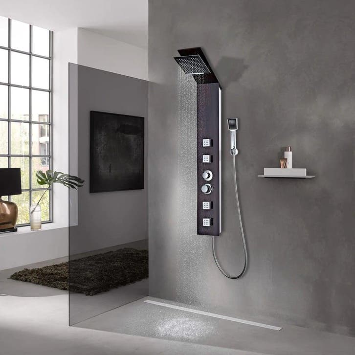 vidaXL Douche paneelsysteem glas bruin, Doe-het-zelf en Bouw, Sanitair, Nieuw, Verzenden