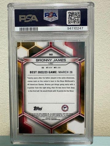 2023 Topps Bowman U Best Bronny James #92 Parallel card,, Nieuw
