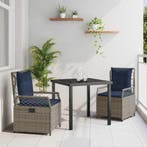 vidaXL Tuin Eettafel Set 3 pcs Grijs poly rattan, Tuin en Terras, Verzenden, Nieuw