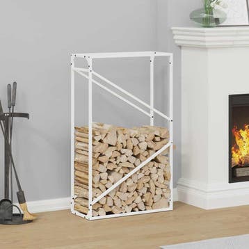 vidaXL Brandhoutrek 60x25x100 cm koudgewalst staal wit, Verzenden