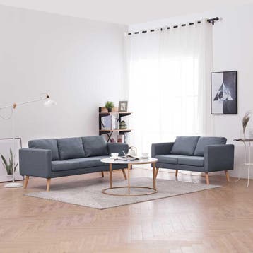 vidaXL bank / zetelstel stof donkergrijs, Maison & Meubles, Canapés | Salons, Verzenden