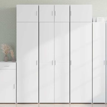 vidaXL Opbergkast 70x42,5x225 cm bewerkt hout wit, Verzenden, Nieuw