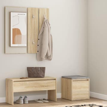 vidaXL Garderobe set bewerkt hout sonoma eikenkleurig, Verzenden, Nieuw