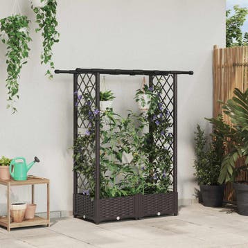 vidaXL Verhoogd Bed met Trellis en Dak Bruin 122,5 x 40 x, Verzenden, Nieuw