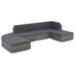 vidaXL 6-delige Loungeset met kussens poly rattan grijs, Tuin en Terras, Tuinsets en Loungesets, Verzenden, Nieuw, Loungeset
