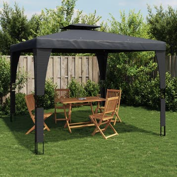 vidaXL Prieel met dubbel dak 2,98x2,98 m staal, Verzenden