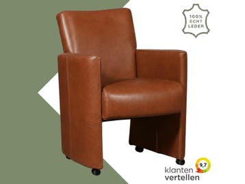 Leren eetkamerstoel Elegant - Granada Savannah (cognac) -, Ophalen of Verzenden