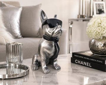 Beeld, French bulldog with tie and sunglasses - 40 cm -