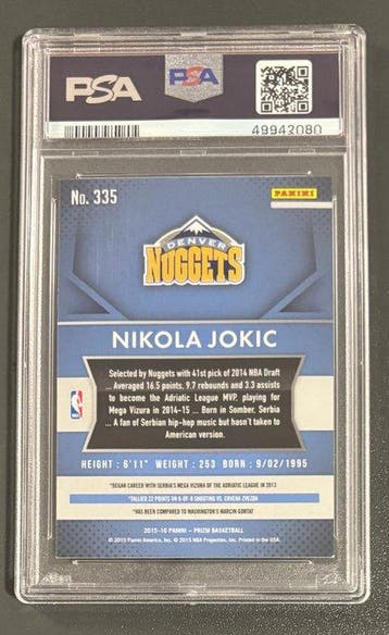 2015 Panini Nikola Jokic - #335 Carte Rookie - PSA 8 - 1, Nieuw