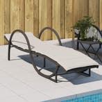 vidaXL Ligbed met kussen 60x199x42 cm poly rattan zwart, Verzenden, Nieuw