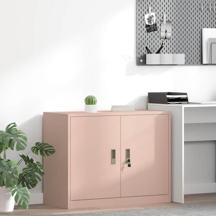 vidaXL Opbergkast Roze 90 x 40 x 70 cm Staal, Huis en Inrichting, Kasten | Overige, Nieuw, Verzenden