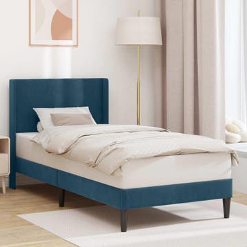 vidaXL Bedframe met hoofdeinde Blauw 100 x 200 cm Fluweel, Verzenden