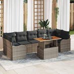 vidaXL Tuinbank Set met opslag 8 pcs Grijs Poly rattan, Verzenden, Nieuw