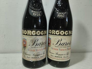 1958 & 1967 Giacomo Borgogno - Barolo Riserva - 2 Bouteilles, Verzamelen, Nieuw