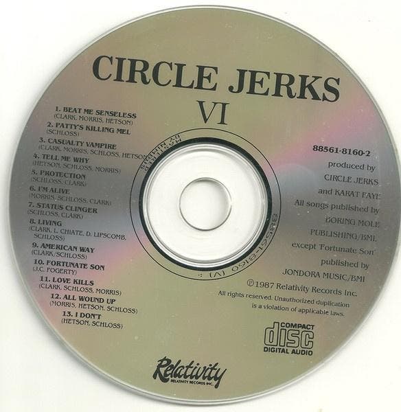 Circle Jerks – VI (CD, 1987), Cd's en Dvd's, Cd's | Rock, Gebruikt, Verzenden