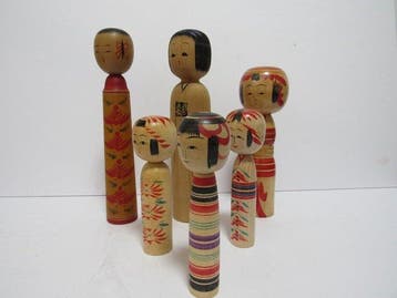 Showa 1950 traditionele vintage kokeshi. - Hout - With