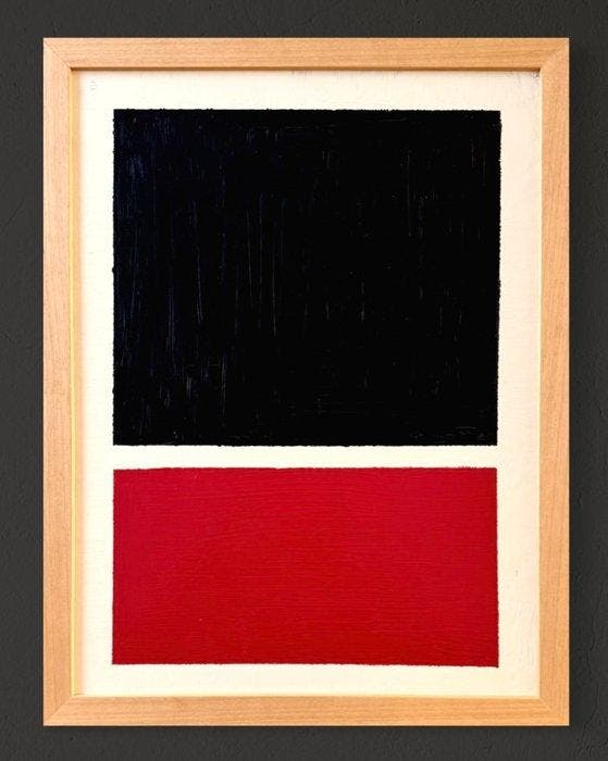 Shozo Hirai (1948-2024) - Composition néo-plasticiste noir, Antiek en Kunst, Kunst | Schilderijen | Modern