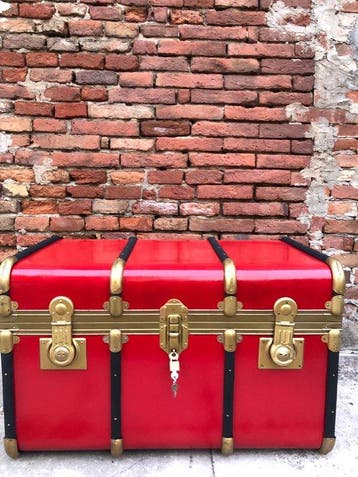 SILVA. VALIGERIE - Koffer - hout en messing - Rosso liefde