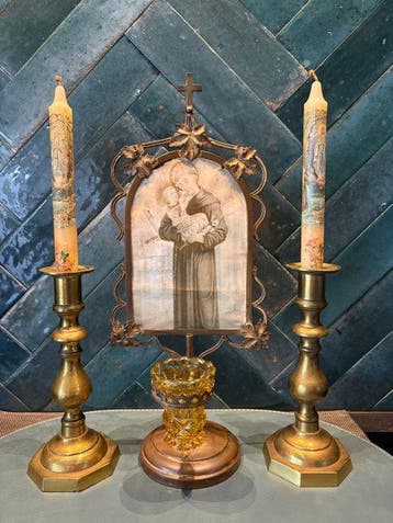 Antiek Kruis (5) - Messing - 1910-1920 - Huis altaar Sint, Antiek en Kunst