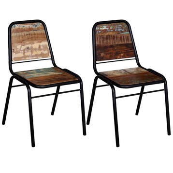 vidaXL Eetkamerstoelen 2 st massief gerecycled hout, Verzenden