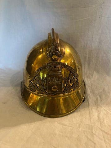 antieke franse koperen brandweerhelm 1880-1920 - sapeurs, Antiek en Kunst