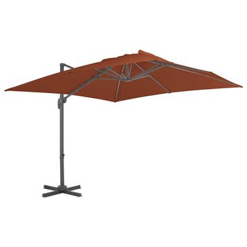 vidaXL Zwevende parasol met aluminium paal terracotta, Verzenden, Nieuw