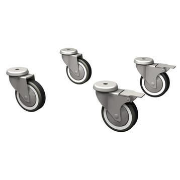Set 4 "gegalvanis" zwenkwielen, waarvan 2 met remmen, Verzenden, Nieuw in verpakking, Koelen en Vriezen