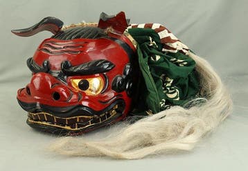 Bois - Shishigashira femme - masque de tête en bois de