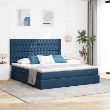 vidaXL Opslag bed met matras met hoofdeinde Blauw 180 x 200, Verzenden