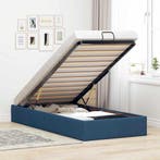 vidaXL Bedframe zonder matras 100x200 cm stof blauw, Verzenden