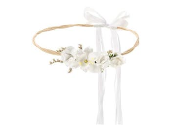 Bloemen Haarband Wit Strik, Verzenden, Nieuw