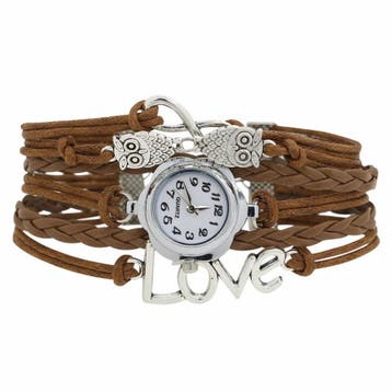 Fako - Armband Horloge - Multi Infinity Uiltjes Love - Bruin, Verzenden, Nieuw