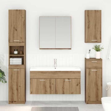 vidaXL Wastafelkast Artisan Eiken Bewerkt hout, Huis en Inrichting, Verzenden, Nieuw