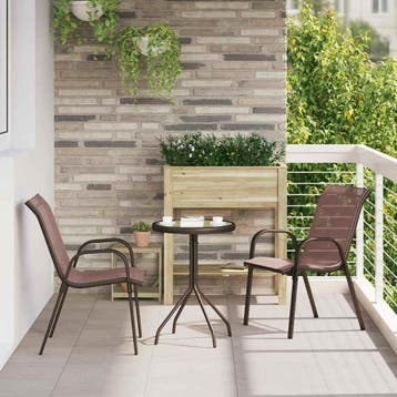 vidaXL Tuinstoelen stapelbaar 2 st textileen stof bruin, Tuin en Terras, Verzenden, Nieuw
