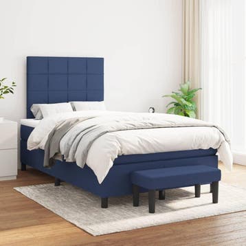 vidaXL Boxspring met matras stof blauw 120x200 cm, Verzenden, Nieuw