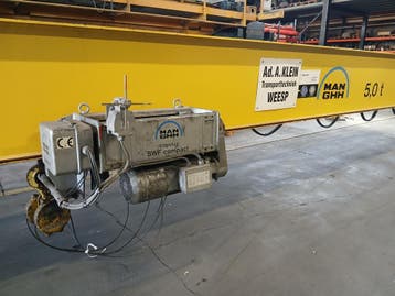 SWF enkelligger bovenloopkraan  ± 14.000 mm x 5t 001639U, Ophalen, Gebruikt