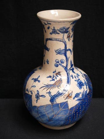 Vase - Porcelaine - 33 cm peint à la main, Antiek en Kunst