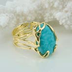 Turquoise - Argent, Plaqué or - Bague - TURCHESE ARIZONA