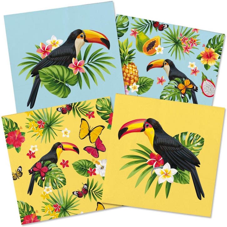 Hawaii Servetten Toekan 33cm 20st, Hobby & Loisirs créatifs, Articles de fête, Envoi