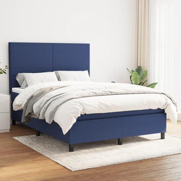 vidaXL Boxspring met matras stof blauw 140x200 cm, Verzenden, Nieuw