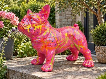 Beeld, fuchsia buldog artistic - 28 cm - polyresin