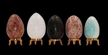 Set van 5 natuurlijke edelstenen eieren - Sunstone,