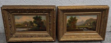 Duitse school (XX) - Pair of German Landscape Paintings, Antiek en Kunst