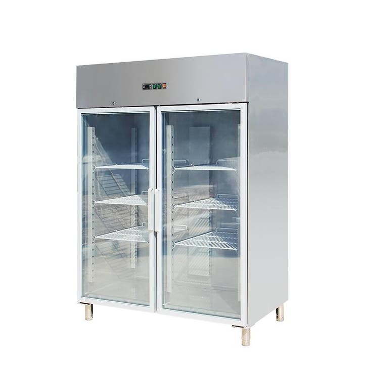 RVS vriezer met glazen deuren GN2/1 1400-1333 Liter -18° tot, Zakelijke goederen, Horeca | Keukenapparatuur, Koelen en Vriezen
