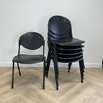 complete set van 6 stuks kantinestoelen / stapelstoelen ,, Huis en Inrichting, Stoelen, Gebruikt, Zwart, Vijf, Zes of meer stoelen