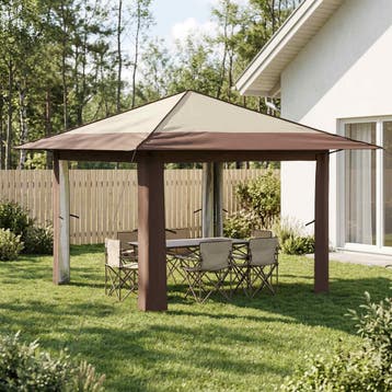 vidaXL Tuinpaviljoen zonder Zijwand 3.3 x 3.3 m Crème en, Verzenden